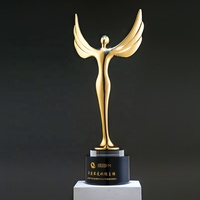 Trofeos Metálicos Premium con Base de Cristal, Diseño Personalizado al por Mayor, en Oro, Plata y Bronce, Forma de Alas de Ángel, Copa de Trofeo Metálica Grande, MOT-02
