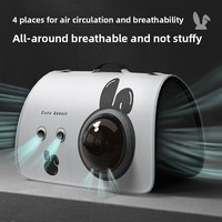 Bolsa de Transporte para Mascotas con Diseño de Conejo Blanco, Bolsa de Viaje Rígida y Transpirable para Gatos con Asa Superior, Ventana de Burbuja de Gran Visibilidad para Gatitos