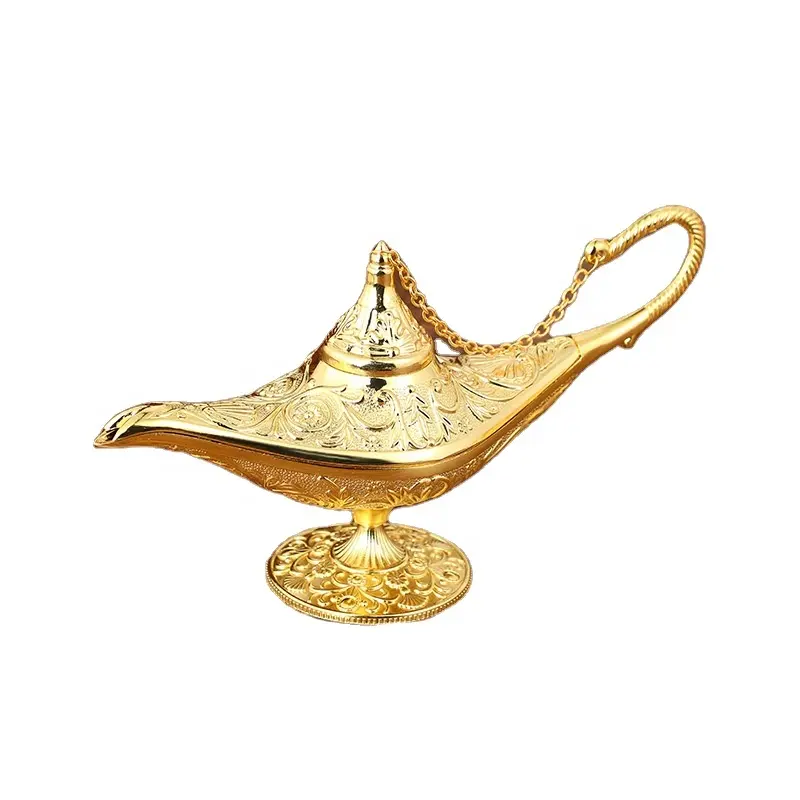 Lampe magique vintage du Moyen-Orient souhaitant décoration de la maison ornements en alliage lampe Aladdin inspirée de la culture arabe