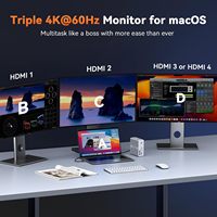 Station d'accueil DisplayLink Type C pour 4 moniteurs Quad/Triple 4K 60Hz pour USB-C 2.0 120W en alliage d'aluminium