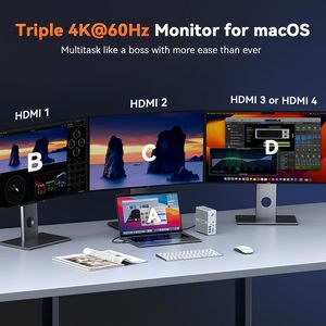 Base de Conexión <span class=keywords><strong>DisplayLink</strong></span> Tipo C para 4 Monitores, Cuádruple/Triple 4K 60Hz para USB-C 2.0, 120W, Aleación de Aluminio - Product Image 5