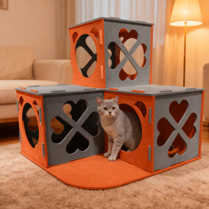 Casa tunel para gatos de fieltro modular 800x800x845mm, cama para mascotas - Product Image 4