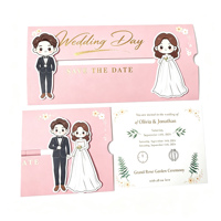 Tarjeta de Invitación de Boda Personalizada con Diseño de Boleto Desplegable, con Estampado en Dorado, Papel de 250 g/m² para Fiesta de Bodas