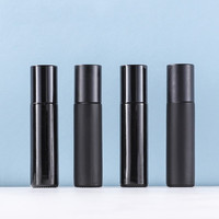 Flacon à bille en verre noir mat pour huiles essentielles, 5 ml et 10 ml, en obsidienne, vente en gros