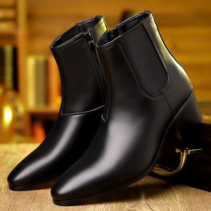 Bottines Chelsea rétro de style britannique pour hommes, à bout <span class=keywords><strong>pointu</strong></span>, tendance, à la mode, nouvelles, décontractées, polyvalentes, avec fermeture éclair latérale - Product Image 6