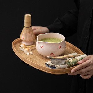 Ensemble de huit pièces de thé Matcha Peach Powder Bud, bol à thé Japandi en porcelaine écologique, outil à thé Baibenli en céramique <span class=keywords><strong>Conley</strong></span> - Product Image 2