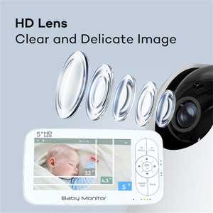 Babyphone WiFi 5 pouces avec 2 caméras, batterie 5000 mAh, 33 heures d'autonomie en veille, communication bidirectionnelle sur 300 m, écran partagé 720P - Product Image 3