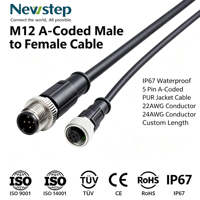 [Calidad Superior] Juego de Cables M12 de 5 Pines Macho a Hembra, Conector y Enchufe Impermeables IP67 para Sensores y Codificadores, Diseño Duradero con Revestimiento de TPU