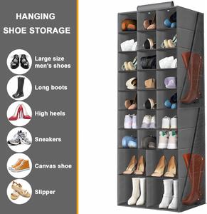 Collapsible Multifunction Shoe Closet Organizer Hanging Storage Rack with 4 Large Side Pockets for Clothing and Bag - Product Image 6