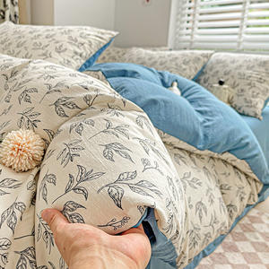 ชุดผ้าปูที่นอนลายดอกไม้ 4 ชิ้น ผ้าฝ้ายทอ 100% พร้อมปลอกหมอน สำหรับเตียงเดี่ยว/เตียงคู่ หอพักนักเรียน ลดราคาพิเศษ - Product Image 2