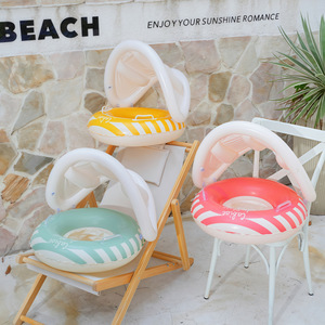 Flotador Inflable para Bebés con Asiento y Sombrilla, Anillo de Natación para Niños con Asas para Piscina - Product Image 2