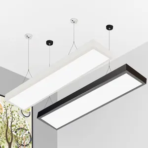 Architectural Linear Pendant Light Black White Profile Low EMF UGR 19 4500K 24w 4ft LED Linear Panel Light