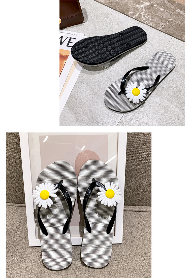 Summer Small Daisy Flower Flip-flops Slippers Women Student Footwear Flat Beach Shoes