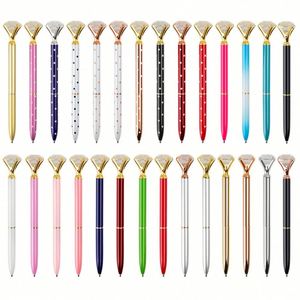 Promotional Fashion Simple Style Custom Logo GiftMetal Ballpoint <b>Pen</b> Crystal Top Glitter <b>Purple</b> Black Ink Office School - Product Image 1