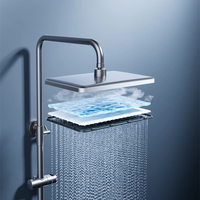 Système de douche de salle de bain carré mural LED Ensemble de robinets de douche thermostatiques numériques chauds et froids