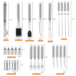 <strong>BBQ</strong> <strong>Tools</strong> Portable <strong>BBQ</strong> Utensils Kit 19 PCS Heavy Duty Stainless Steel <strong>BBQ</strong> Grill Accessories Set with Aluminum Case - Product Image 2