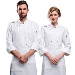 Uniforme de cuisine, veste de chef blanche et rouge résistante à l'huile avec nom sur le col, fournisseur d'uniformes pour restaurant chinois - Product Image 1