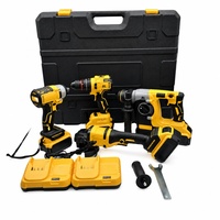 Ensemble d'outils électriques sans fil 21V sans balais : Marteau perforateur, Meuleuse d'angle, Perceuse, Clé à chocs, Batterie lithium-ion, Acier allié