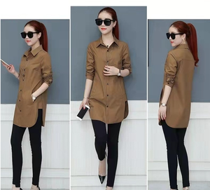 Grosir Pabrik kaus kasual wanita atasan blus lengan panjang wanita baru - Product Image 5