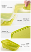 Boîtes à lunch pliables en silicone de 350 ml, 500 ml, 800 ml, 1200 ml, récipient de stockage alimentaire en silicone pour micro-ondes