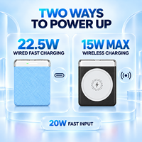 Mini batterie externe magnétique colorée 10000mAh 15W sans fil 22.5W filaire avec LED pour les trajets quotidiens et les voyages