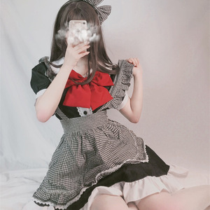 Bianco e nero Plaid cameriera Lolita bella giapponese Lolita Cafe cameriere - Product Image 3
