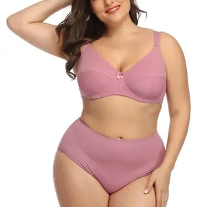 Conjunto de sujetador y bragas de realce para mujer, ropa interior de cobertura completa, de talla grande, Copa E F