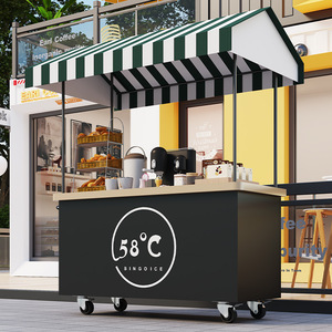 Lu Man Coffee <b>Mobile</b> Food Cart 4 Wheel Stainless Steel Commercial Outdoor Street Vendor Cart - Product Image 3