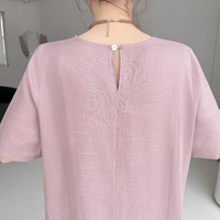 Robe T-shirt Minimaliste Femme Ample Oversize Décontractée Manches Courtes Streetwear Grande Taille 2026 Loungewear Robes Longues en Lin
