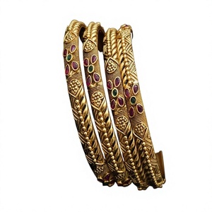 STUNNING SPARKLES Luminous Premium Quality Gold Plated Moissanite Two Set Openable Fashion Bangles for Women Wedding Wear - Product Image 2