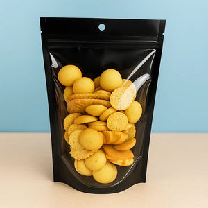 Yeni ürünler lamine siyah altın mavi kırmızı renkli gıda yuvarlak delik şeker aperatifler fermuar mühürlü çanta ile dik duran poşetler torba - Product Image 1