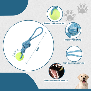 Petway 08434 Durable Interactive Clean Teeth Training Chew Toy with Cotton <b>Rope</b> & Rubber for Dogs-Indoor/Outdoor Use - Product Image 2