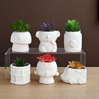 Pot de fleurs créatif en céramique blanche à peindre soi-même, motif animal ou floral, pour enfants, décoration intérieure