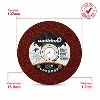 Disque de coupe rouge Welldon 4 pouces 107x1.2x16mm pour acier inoxydable et métal, disque abrasif pour meuleuse d'angle