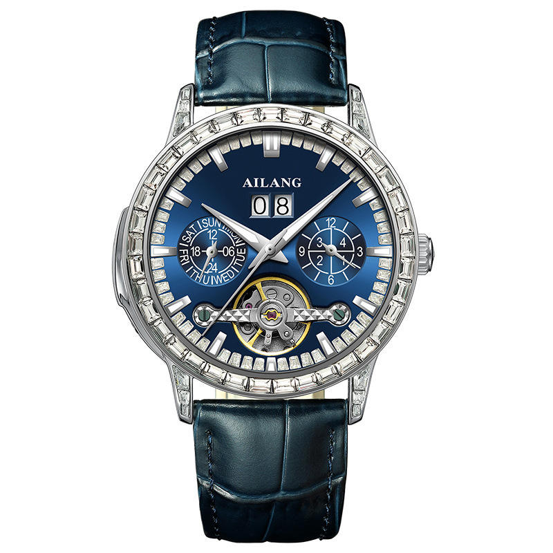 Silver case-blue dial-blue strap