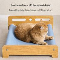 Griffoir pour chat 2-en-1 en bois durable et sisal tressé, surface à griffer, protection de canapé anti-rayures, protège-meubles, lit pour chat