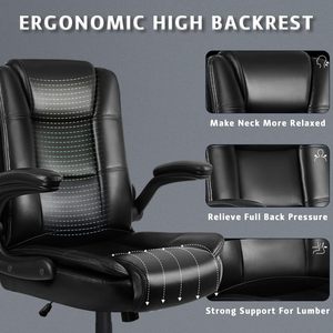 Asiento ancho de cuero, silla reclinable ergonómica ajustable Boss, silla de oficina con reposabrazos, silla de gerente acolchada para uso en oficina - Product Image 5