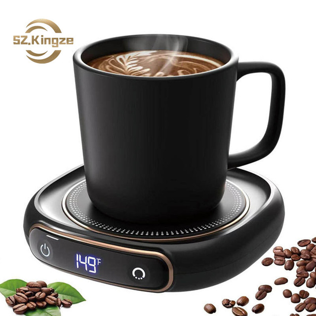Kingze Customized Office Home Gift Portable Smart Cup Heater Temperature Control USB Milk Tea Coffee Mug Warmer Set for Desk