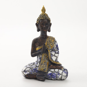 Statue de Bouddha Décoration d'intérieur Faite à la main Résine bleue Sculpture de Bouddha thaïlandaise Bouddhisme Hindou Fengshui Figurine Méditation <span class=keywords><strong>Zen</strong></span> - Product Image 4