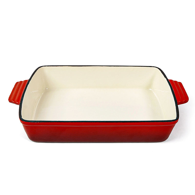 Hot Sale Enamel Cookware Rectangle Cast Iron Roasting Pan Enamel Non Stick  Baking Dish Pan