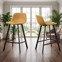 Tabouret de bar moderne en cuir PU avec cadre noir thermolaqué pour salon, hôtel, école, bar à domicile - Mobilier de qualité commerciale