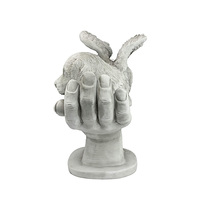 Statue de jardin extérieure commémorative pour chien, mains de Dieu