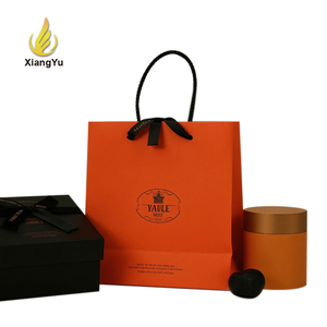 Sacs cadeaux en gros pour montres, orange, avec estampage à chaud et poignées en corde noire, impression de logo personnalisé, pour montres-bracelets et coffrets cadeaux de montres - Product Image 1