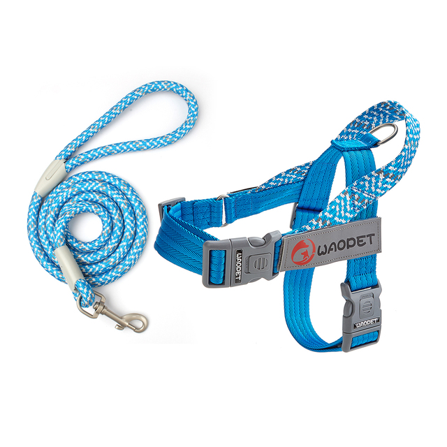 Dog Harness Set Luxury Custom Logo Personalized Patches Reflective for Small Medium Large Durable Nylon Rope Dog Pet Leash Set