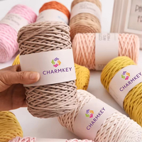 Charmkey 3mm ferme tressé coton corde cordon macramé fil rigide tressé utilitaire corde pour Crochet sac tapis artisanat fil à tricoter