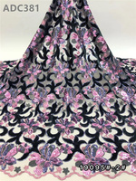 Tissu en dentelle à sequins africains, maille brodée, guipure élastique, 100% polyester pour robes
