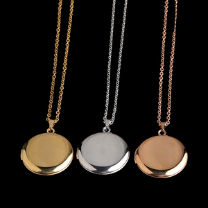 Collar Chapado En Oro de acero inoxidable Collier Ras Du Cou DIY Marco de imagen redondo foto collares medallón colgante collar - Product Image 4