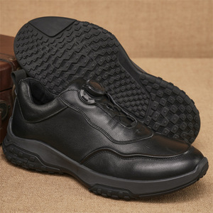 Men's Cow Leather Walking Shoes <b>Round</b> <b>Toe</b> Rubber Outsole Low <b>Heel</b> Anti Slip Buckle Solid Color Casual Style - Product Image 3