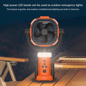 Outdoor Portable <b>Fan</b> With Oscillating Function Rechargeable Battery 12 Hours Runtime Triangular <b>Stand</b> Design Vibrant Orange - Product Image 3