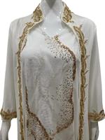 Robe musulmane pour femmes, robe abaya blanche à paillettes, mode arabe, robe de Dubaï, élégante, polyester, manches longues